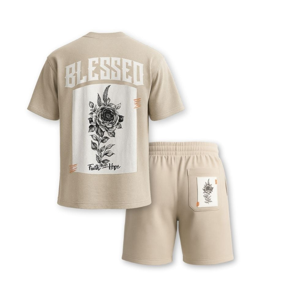 MENS PRINTED CORD SET- LIGHT SAND