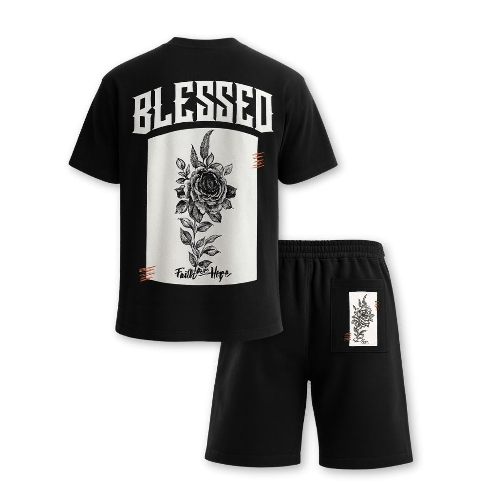 MENS PRINTED CORD SET- BLACK
