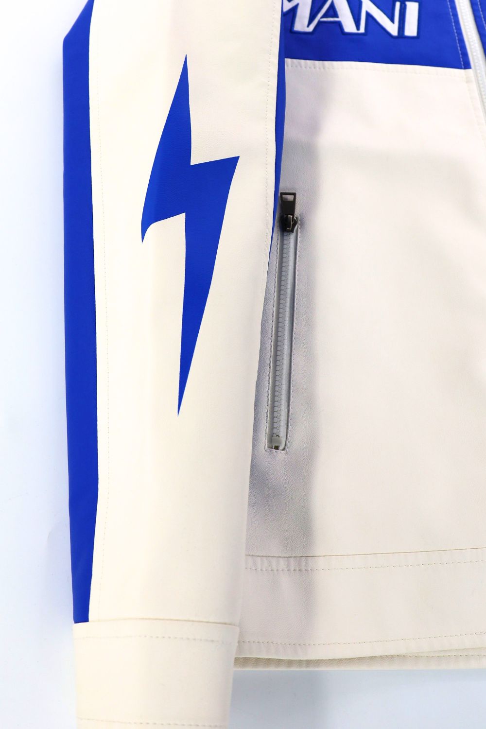 MEN'S RACING WOVEN PU JACKET-Blue/White