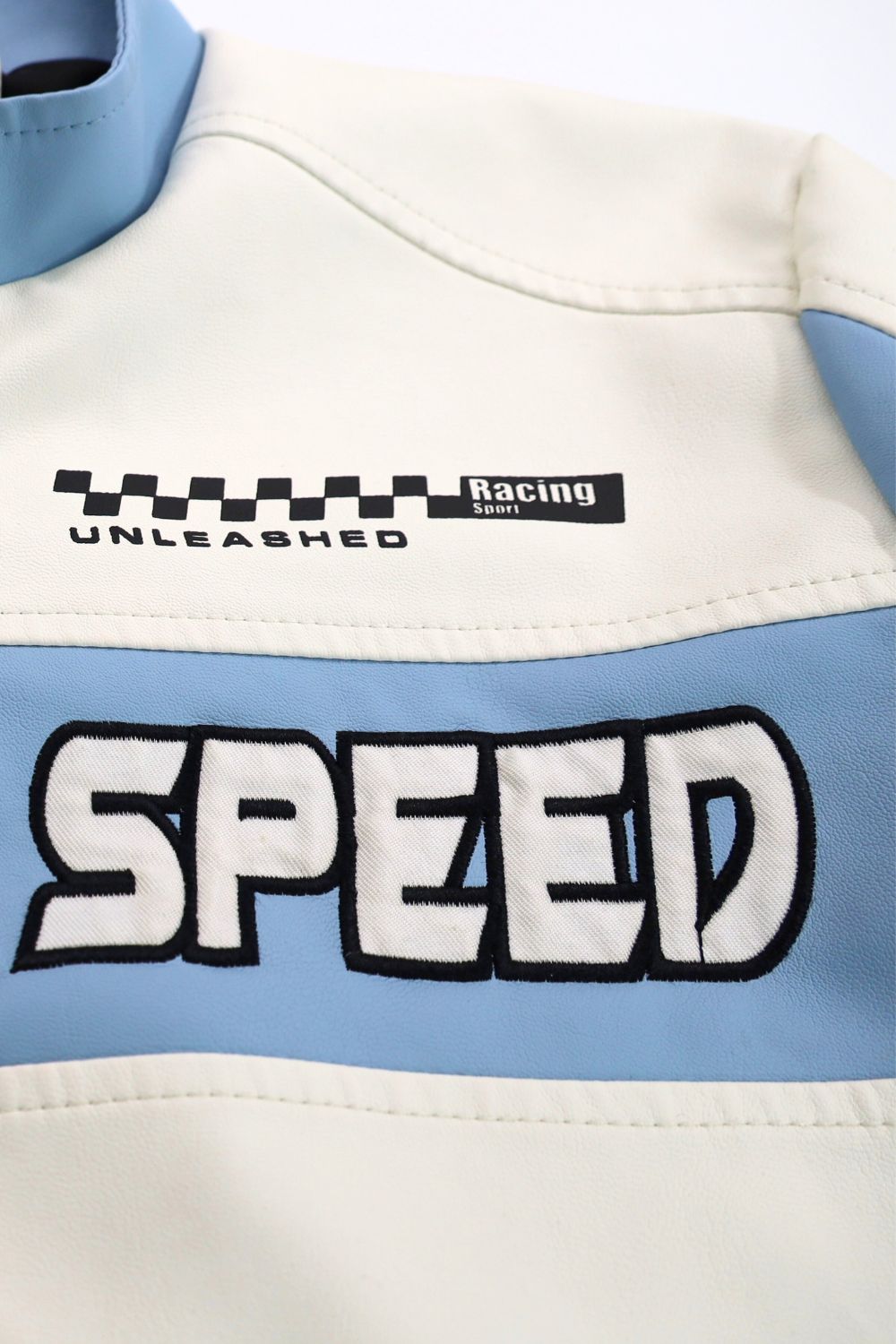 MEN'S RACING WOVEN PU JACKET-Sky Blue/White