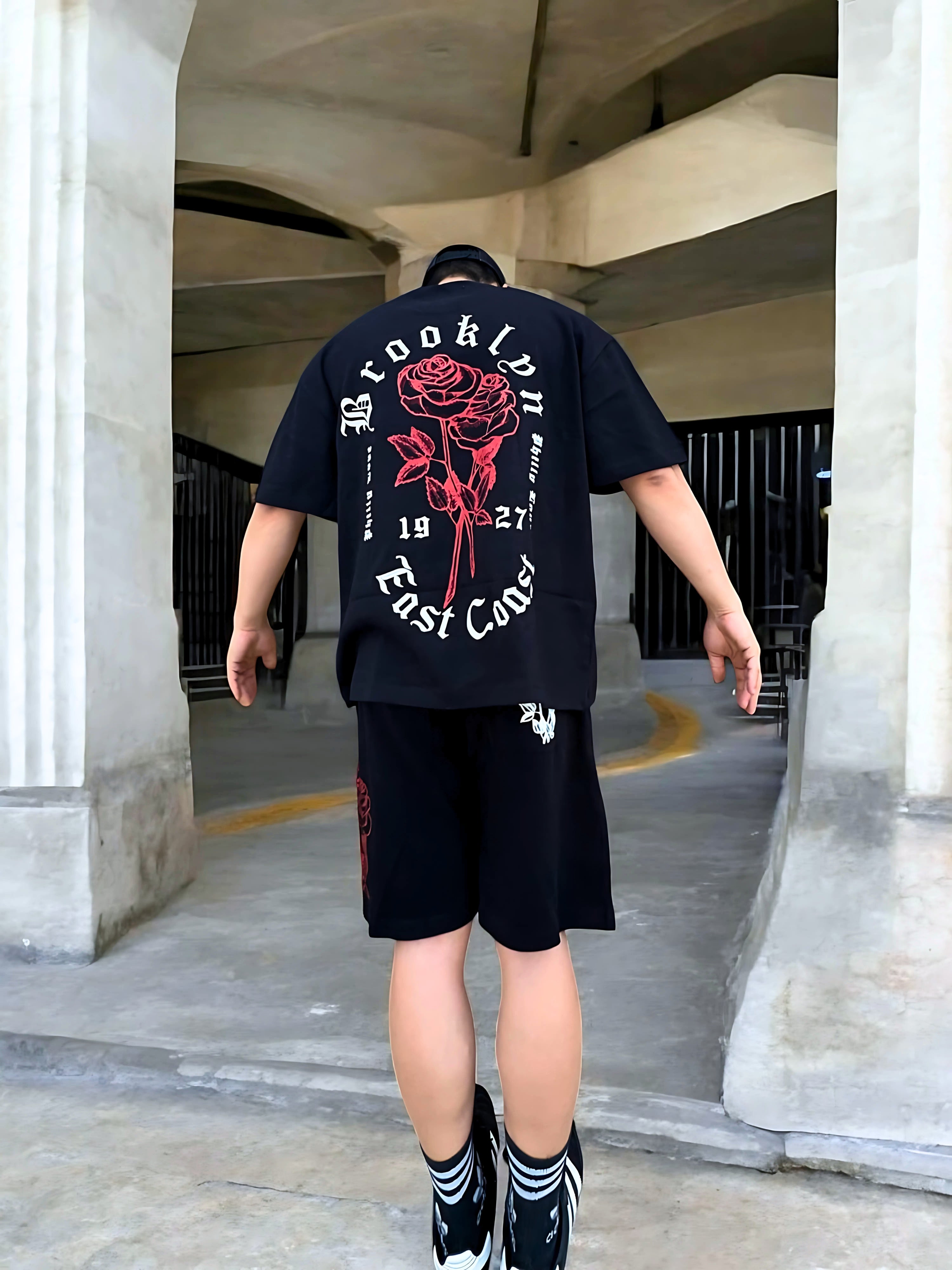 MENS PRINTED CORD SET- BLACK