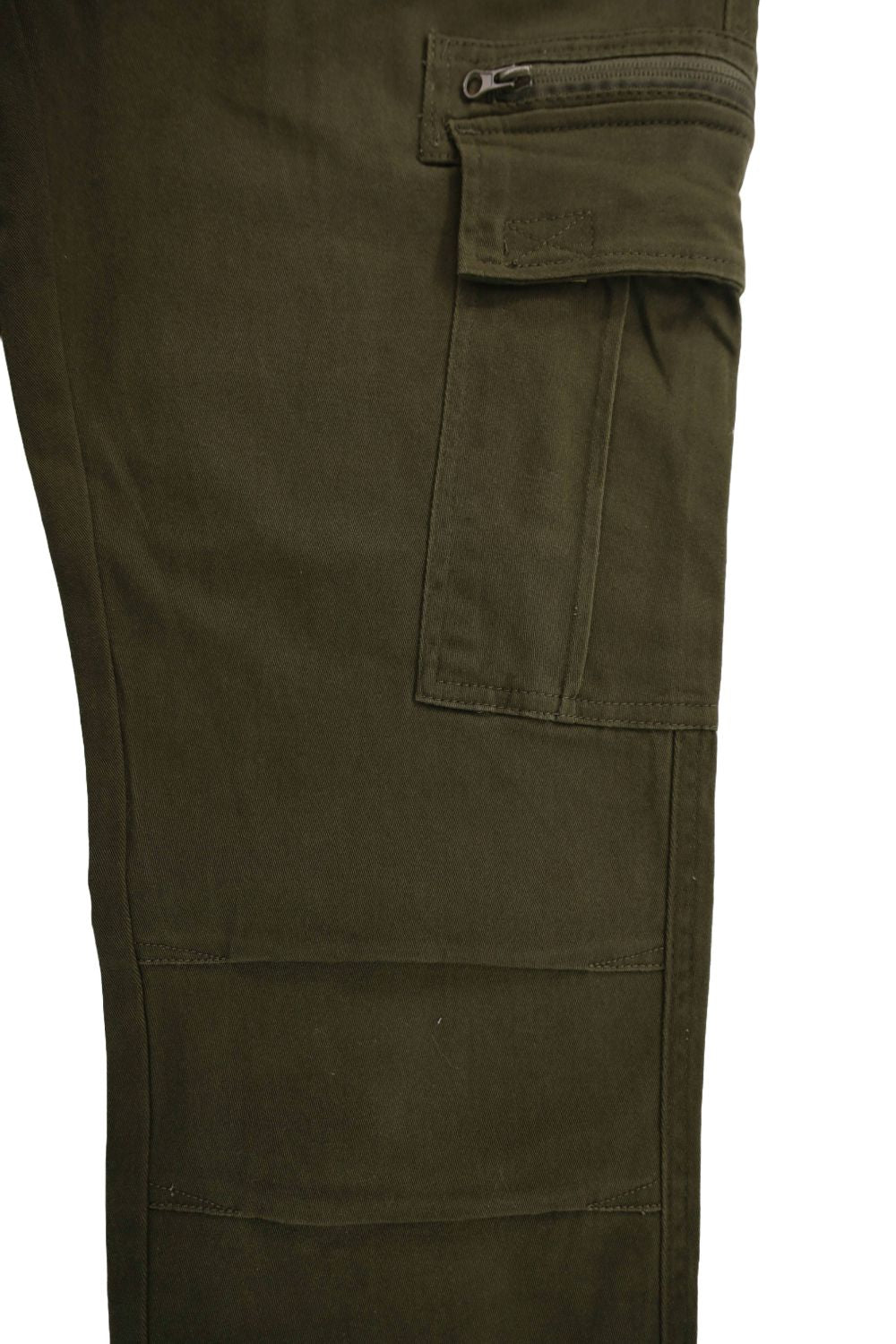 MENS STRETCH TWILL CARGO PANTS WITH PEACH EFFECT - OLIVE