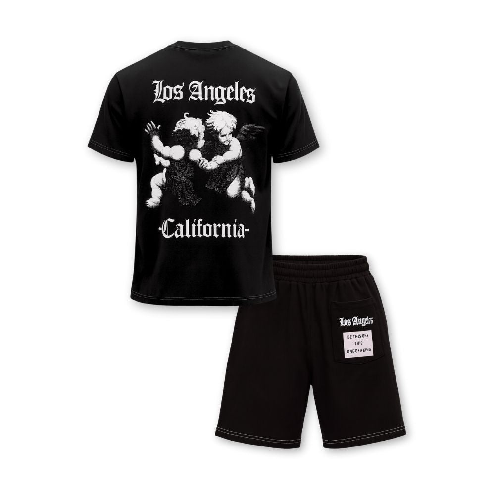 MENS PRINTED CORD SET- BLACK