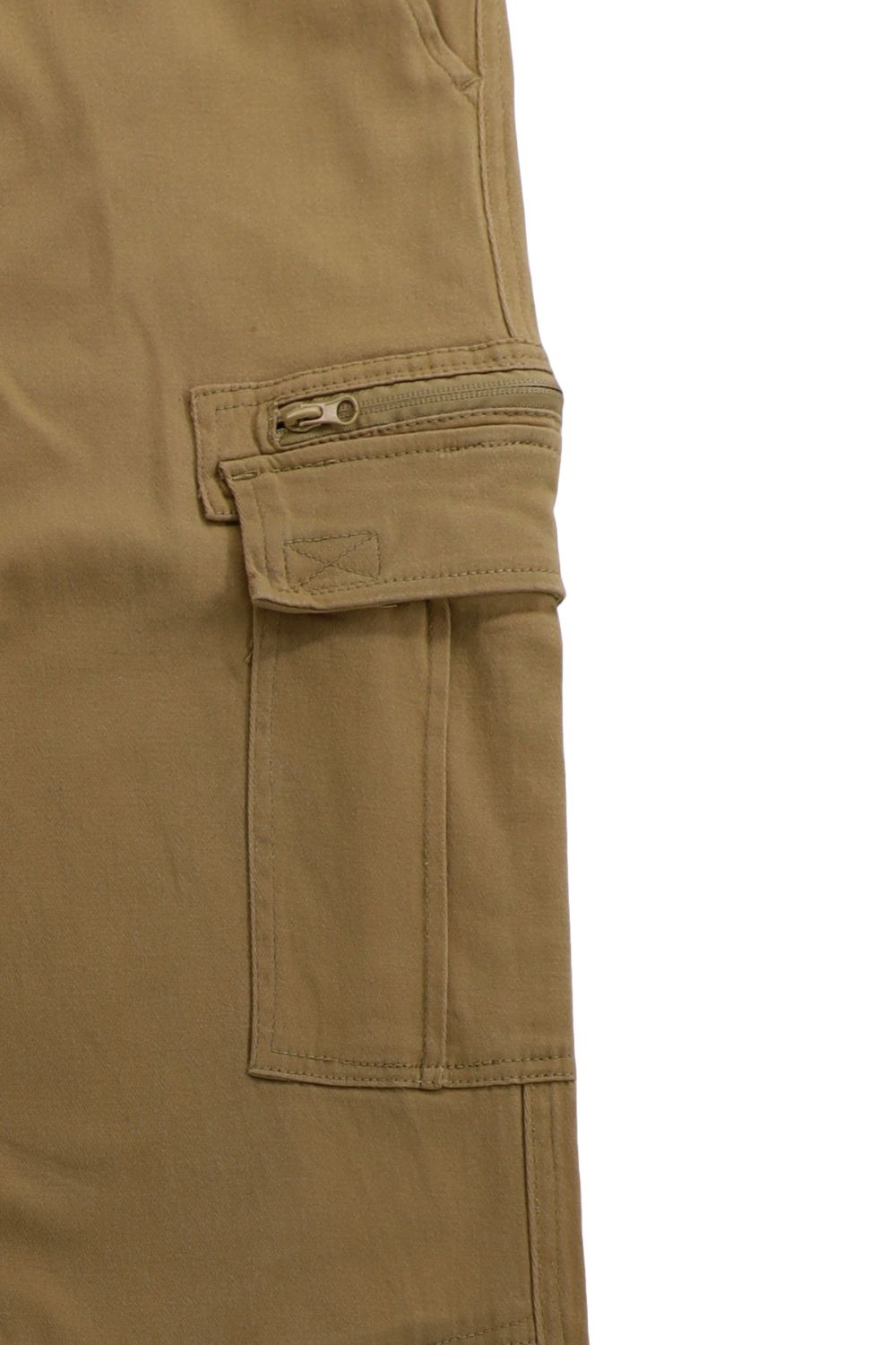 MENS STRETCH TWILL CARGO PANTS WITH PEACH EFFECT - KHAKI