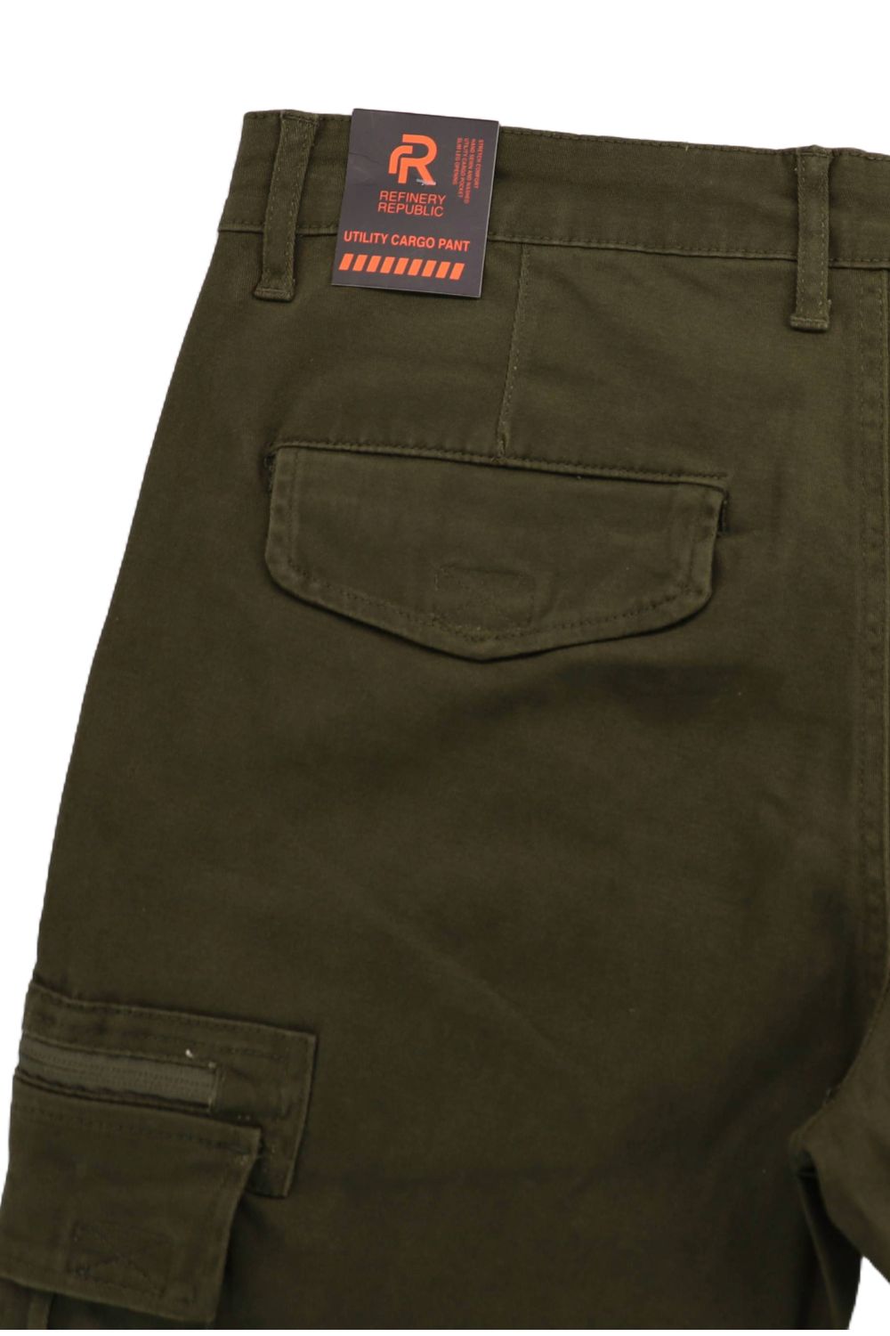 MENS STRETCH TWILL CARGO PANTS WITH PEACH EFFECT - OLIVE