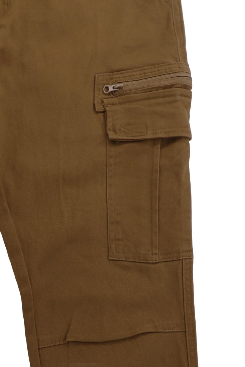 MENS STRETCH TWILL CARGO PANTS WITH PEACH EFFECT - TOBACCO