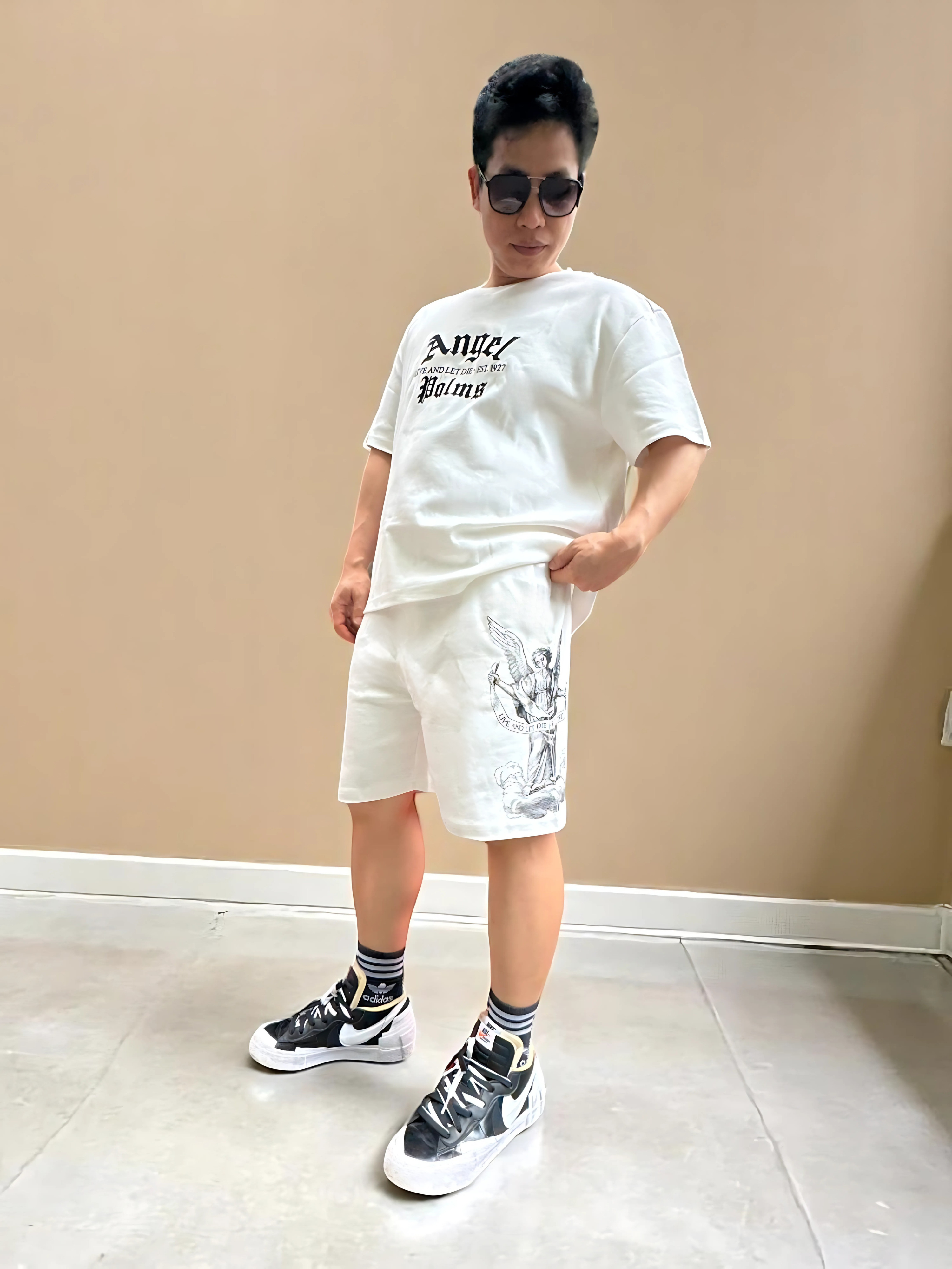 MENS PRINTED CORD SET- WHITE