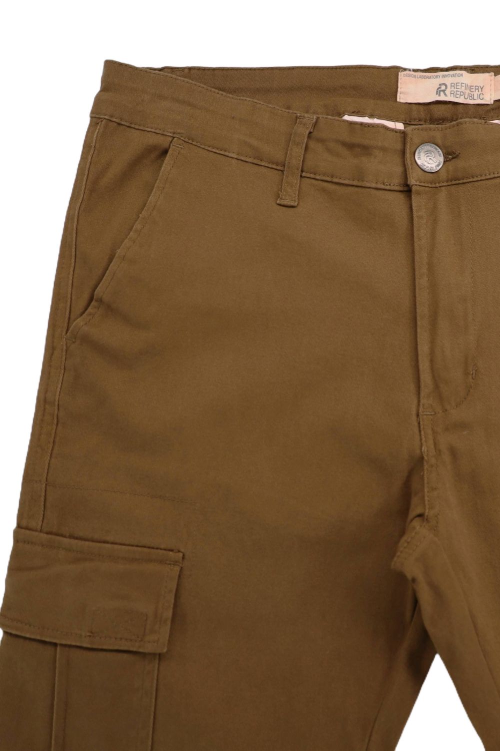 MENS STRETCH TWILL CARGO PANTS WITH PEACH EFFECT - TOBACCO