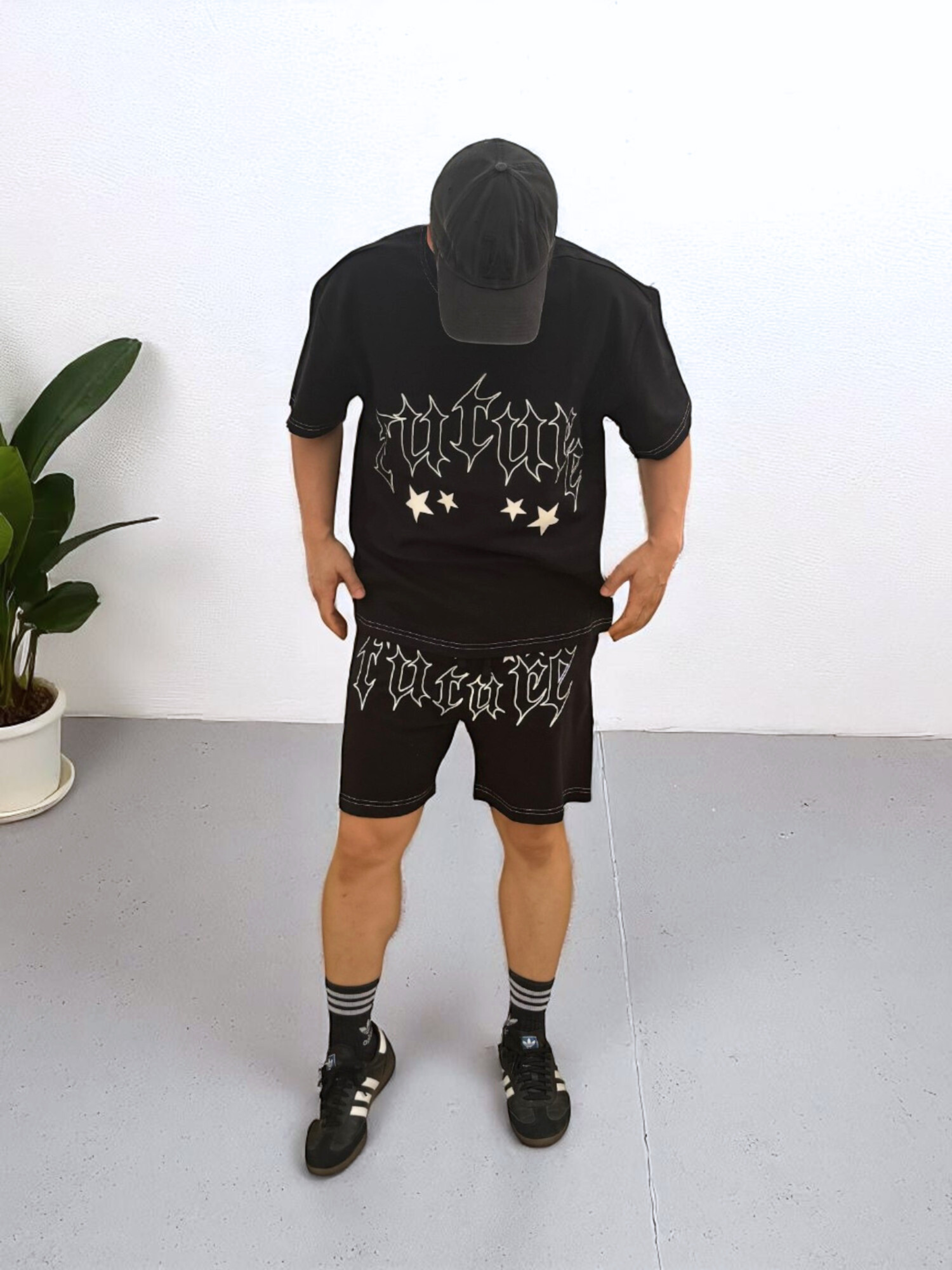 MENS PRINTED CORD SET- BLACK