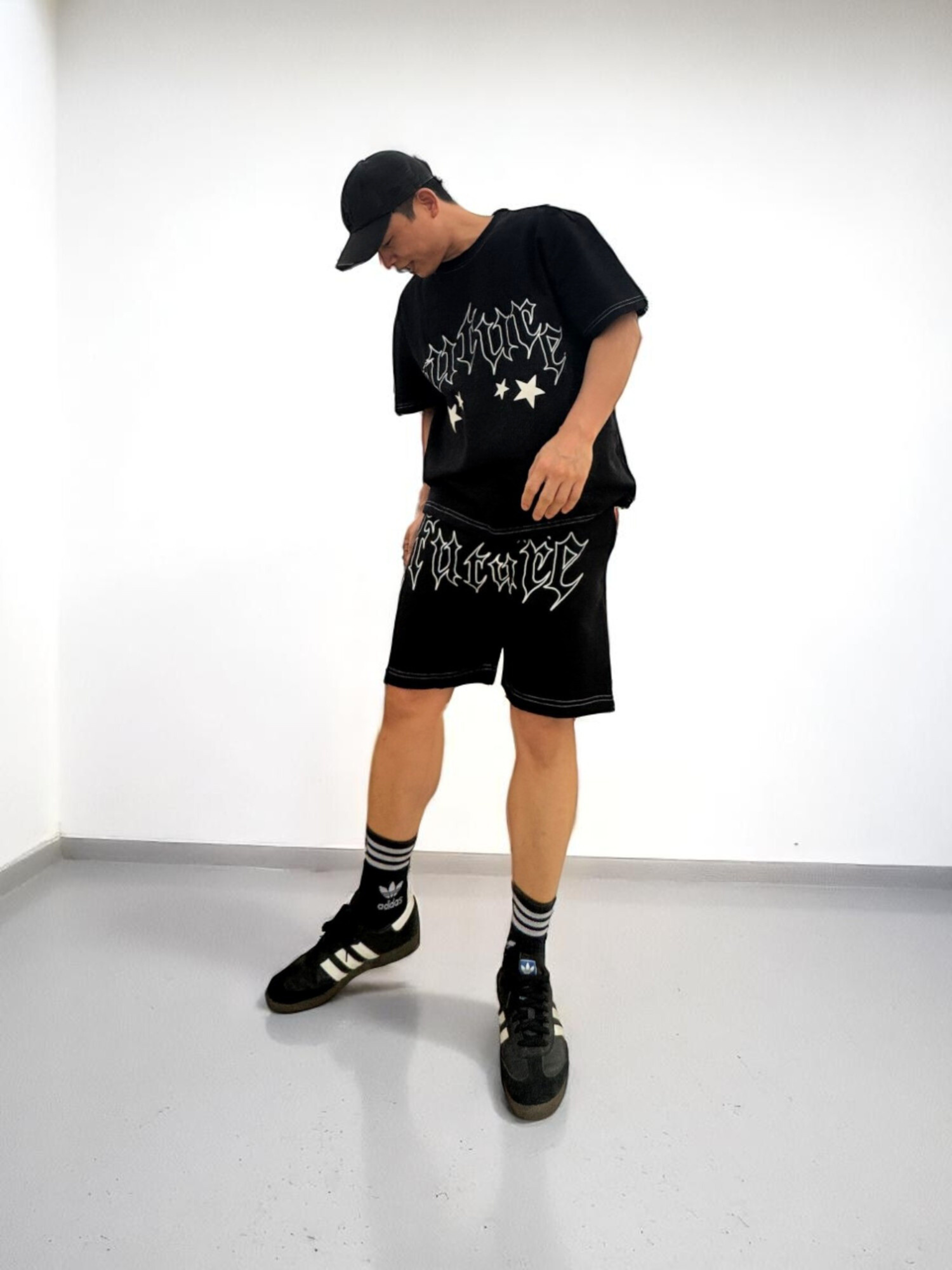 MENS PRINTED CORD SET- BLACK