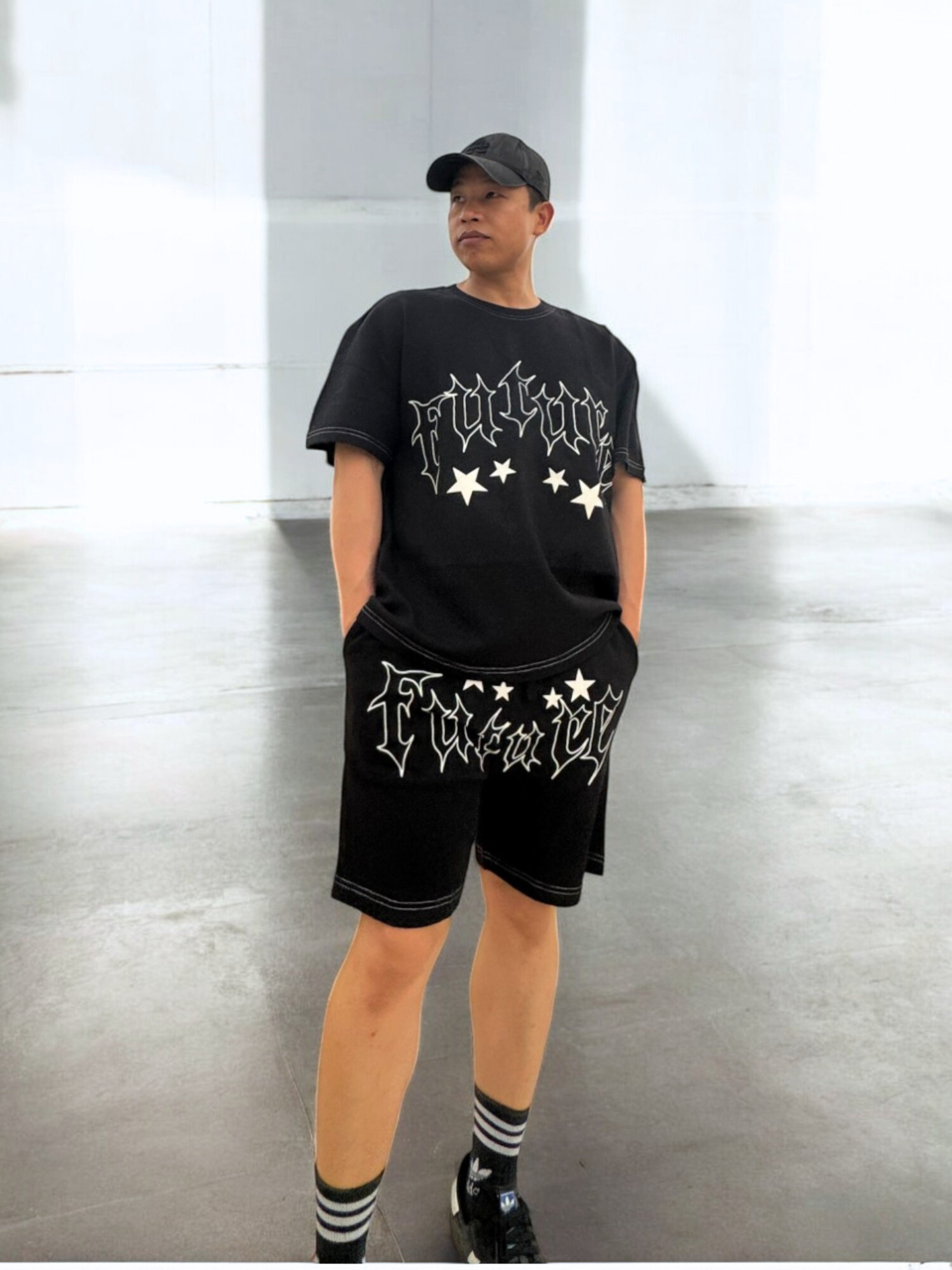 MENS PRINTED CORD SET- BLACK