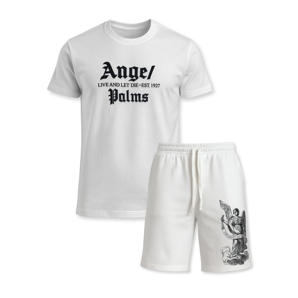 MENS PRINTED CORD SET- WHITE