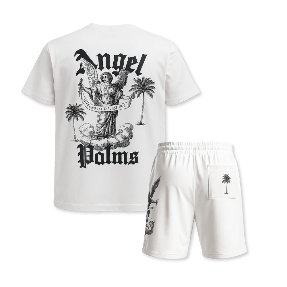 MENS PRINTED CORD SET- WHITE