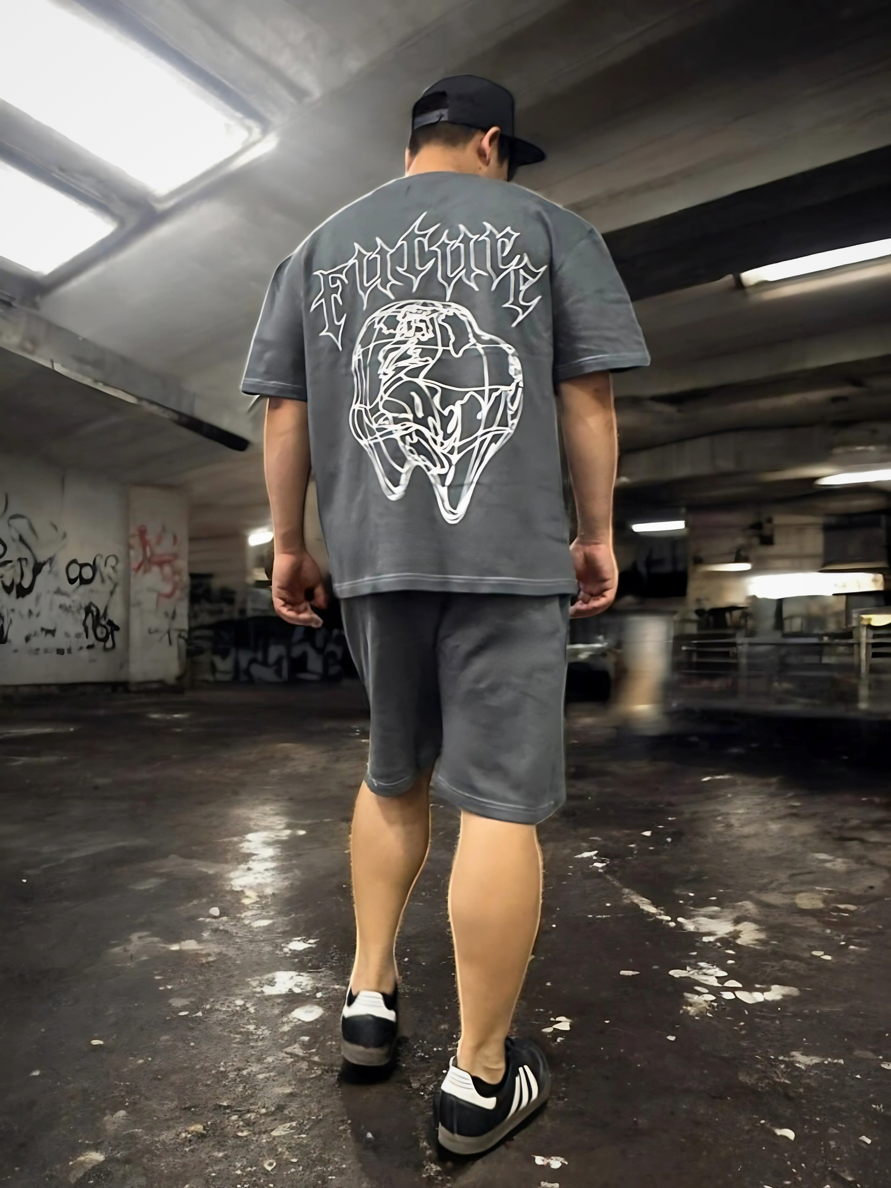 MENS PRINTED CORD SET- GREY