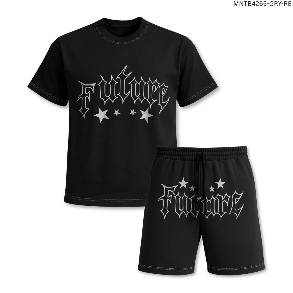 MENS PRINTED CORD SET- BLACK