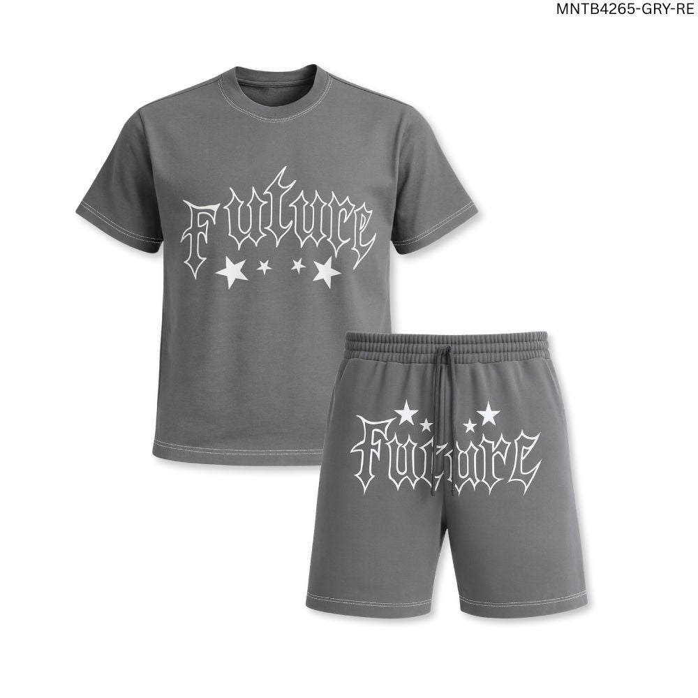 MENS PRINTED CORD SET- GREY