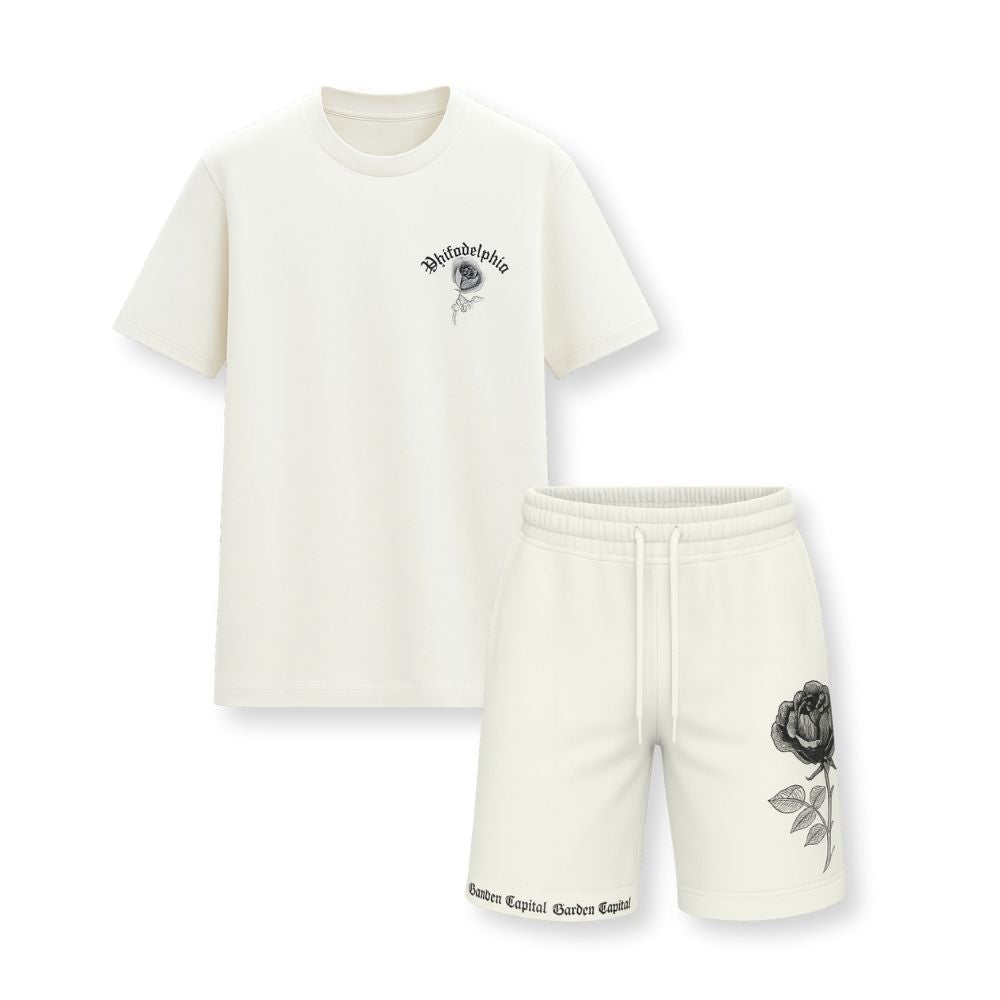 MENS PRINTED CORD SET- WHITE