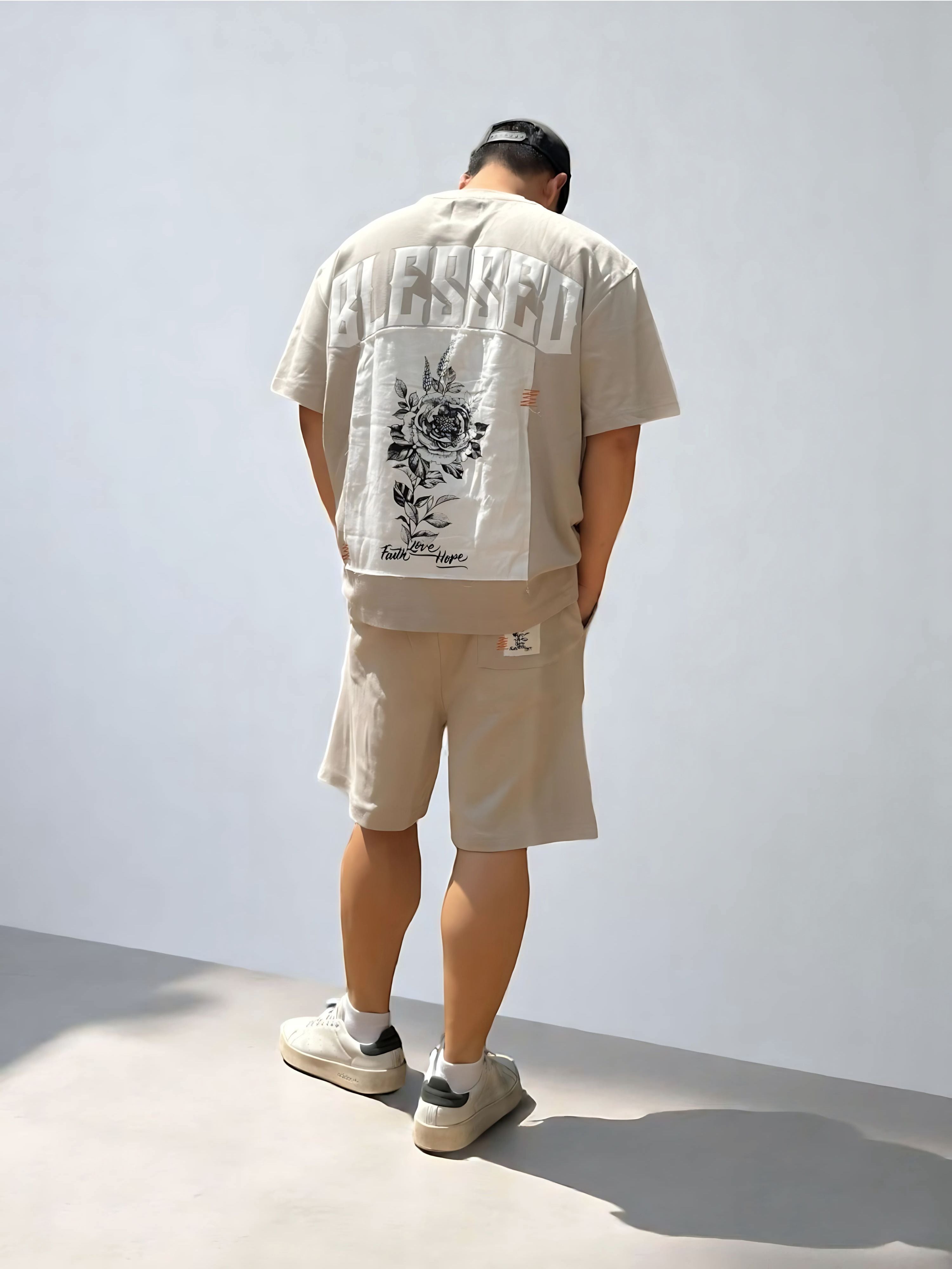 MENS PRINTED CORD SET- LIGHT SAND