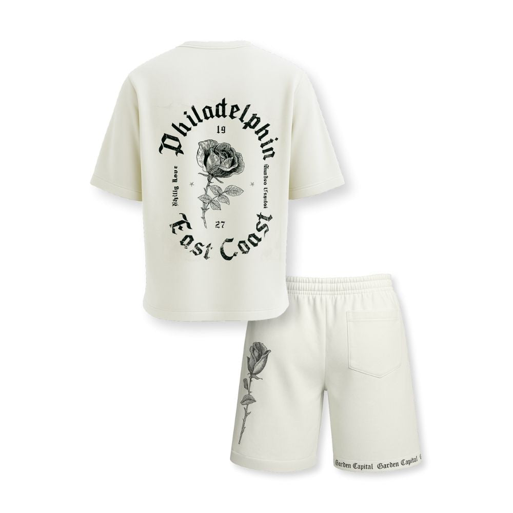 MENS PRINTED CORD SET- WHITE