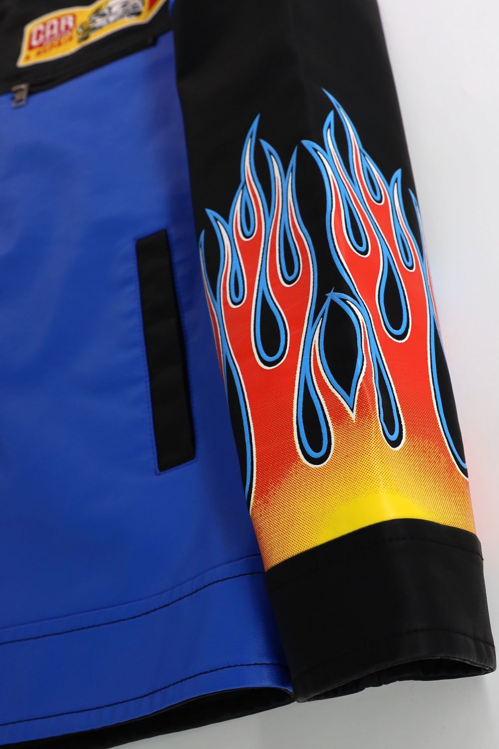 MEN'S RACING WOVEN PU JACKET-Blue/Black