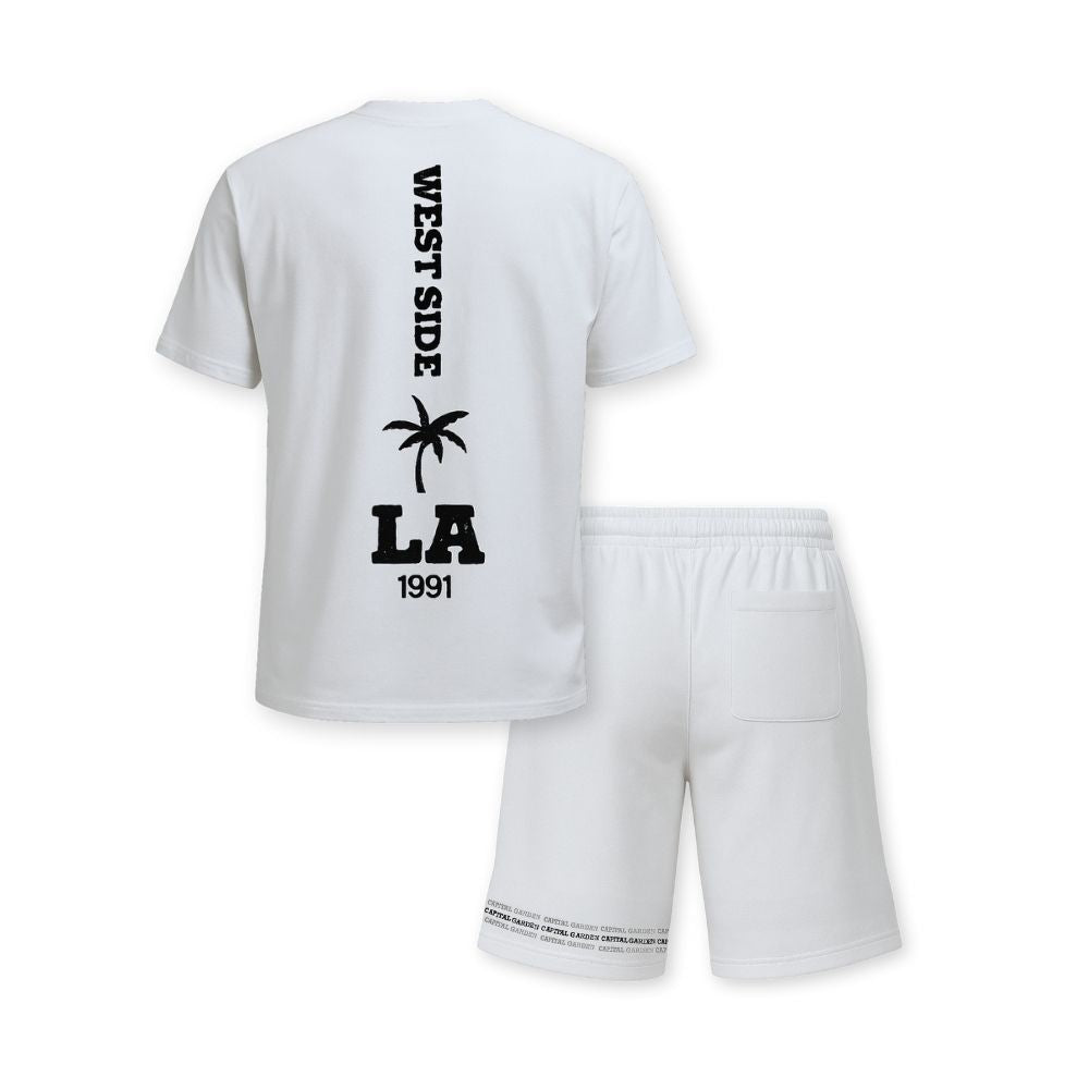 MENS PRINTED CORD SET- WHITE