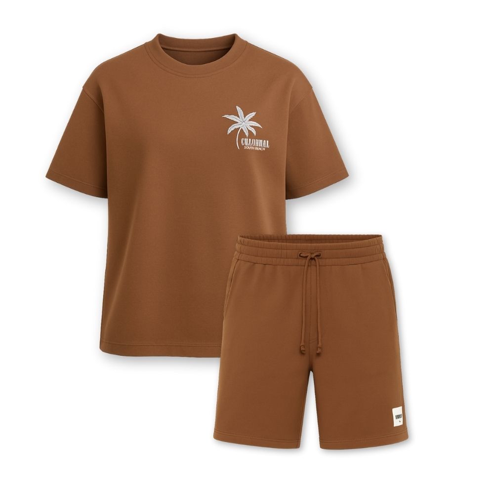 MENS PRINTED CORD SET- BROWN