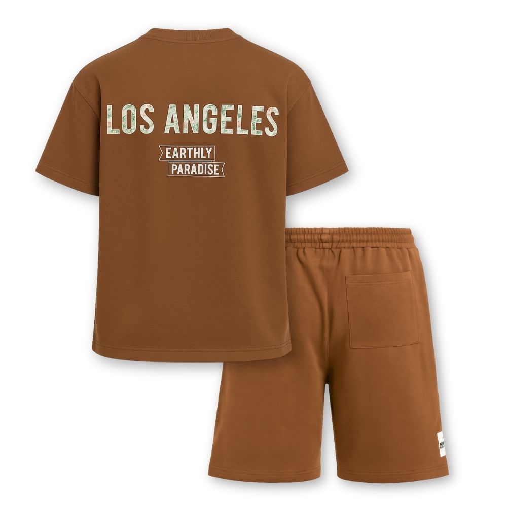 MENS PRINTED CORD SET- BROWN